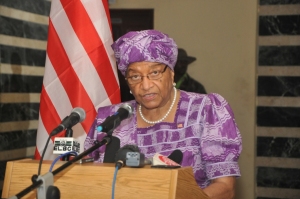 President Ellen Johnson Sirleaf addressing the Nation in Monrovia on the National Plan to Combat Ebola